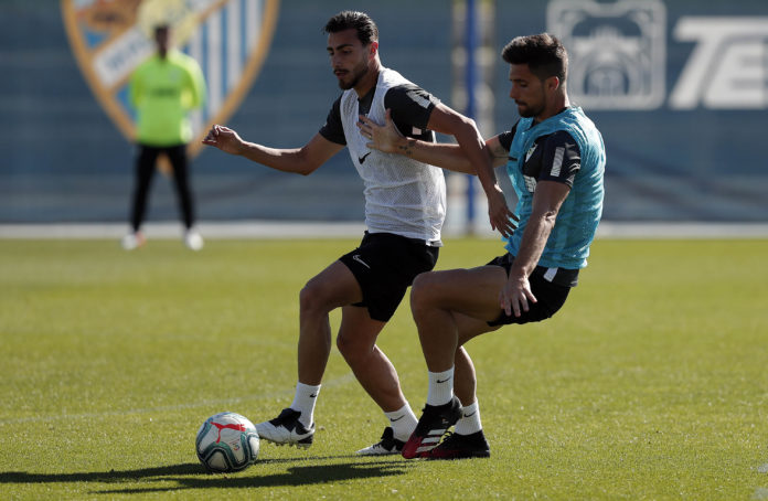 Luis Muñoz en un entrenamiento Málaga CF