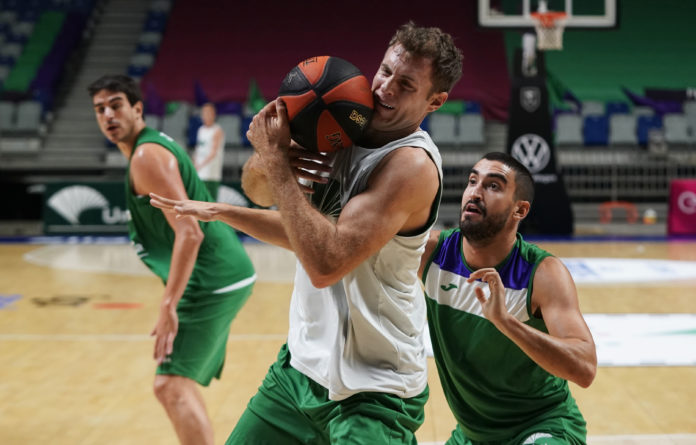 Tim Abromaitis, durante un entrenamiento con el Unicaja