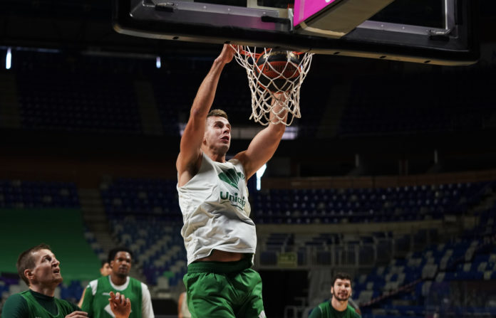 Volo Gerun, durante un entrenamiento con el Unicaja