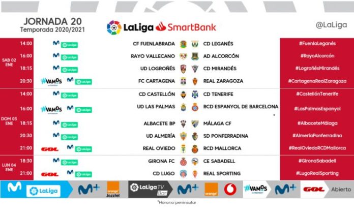 Horarios jornada 20 Liga SmartBank
