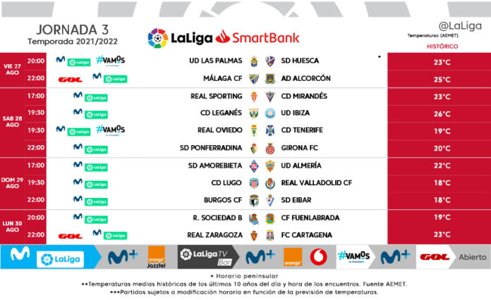 Horarios oficiales de la jornada 3 de Liga