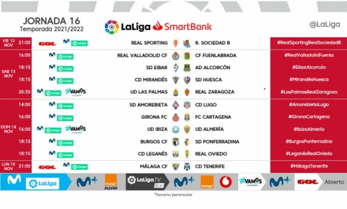 Horario de la 16ª jornada del calendario