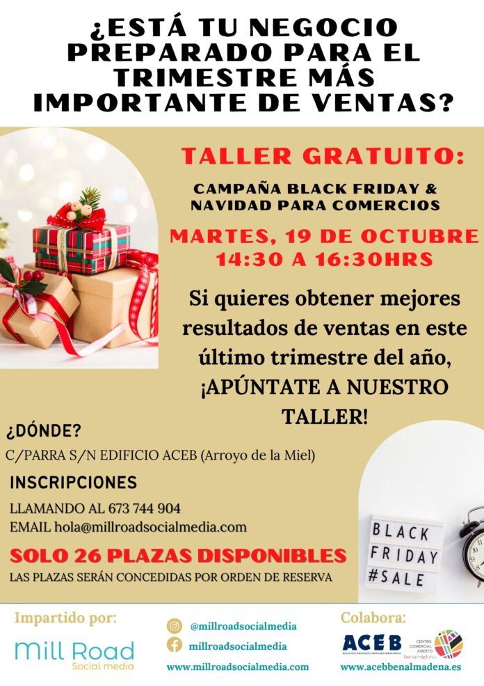 Taller Gratuito Campaña Black Friday & Navidad para comercios en la sede de ACEB y ACCAB el 19 de octubre