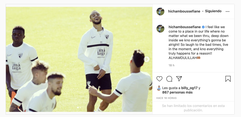 Publicación de Hicham en su perfil de Instagram