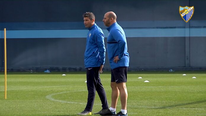 Funes y Bravo en el entrenamiento del Málaga CF