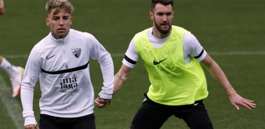 Brandon y Pey en un entrenamiento en La Rosaleda | MCF: Pepe Ortega