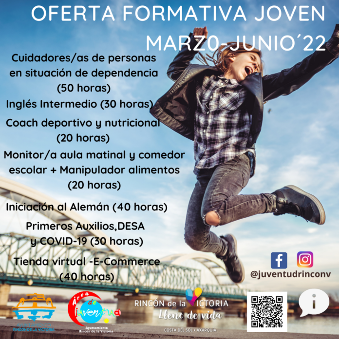 El Área de Juventud de Rincón de la Victoria presenta una nueva Oferta Formativa de cursos gratuitos con 120 plazas