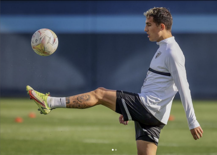 Braian Cufré en un entrenamiento con el Málaga CF