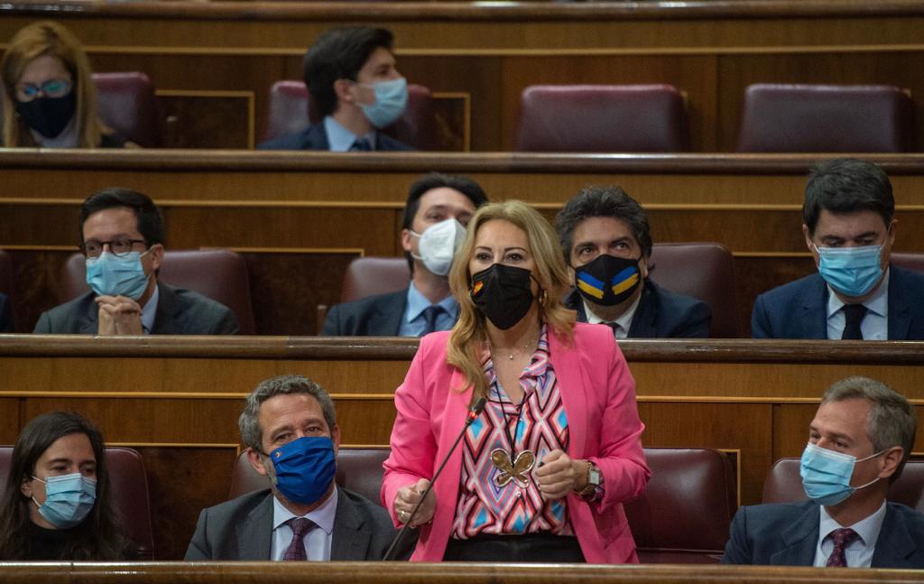 Carolina España, durante la sesión de control al Gobierno en el Congreso
