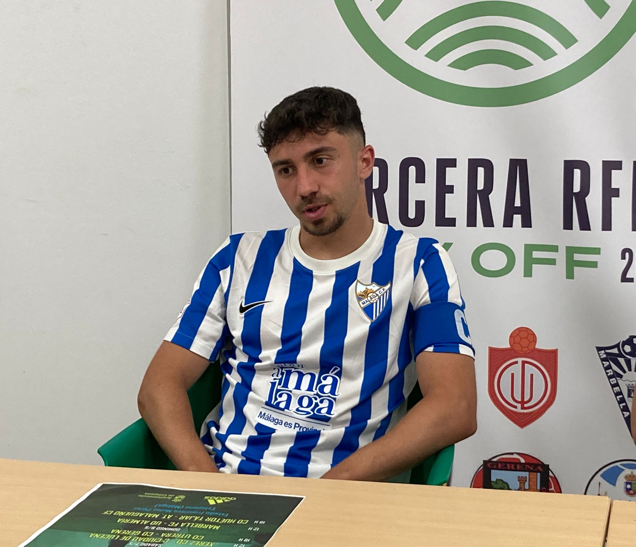 Ale Benítez, jugador del Atlético Malagueño en la rueda de prensa posterior al partido ante el Huétor Tajar | JM