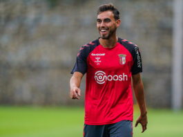 Ricardo Horta, en un entrenamiento este jueves con el Braga | Twitter Braga