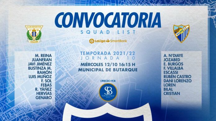 Lista de convocados del Málaga para el partido en Leganés | MCF