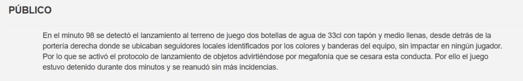 El acta del Málaga - Zaragoza: un “hijo de p***”, lanzamiento de botellas y tangana 1 acta malaga cf real zaragoza