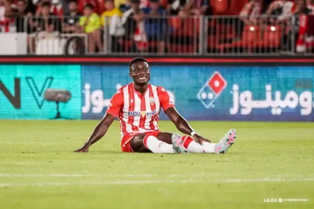 Patrick Soko se perderá el derbi andaluz entre el Málaga CF y la UD Almería por el virus CAN que le hará marcharse con Camerún. || Foto: LaLiga