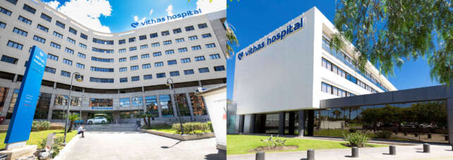 Hospital Vithas 9 de Octubre y Hospital Vithas Xanit Internacional de izquierda a derecha