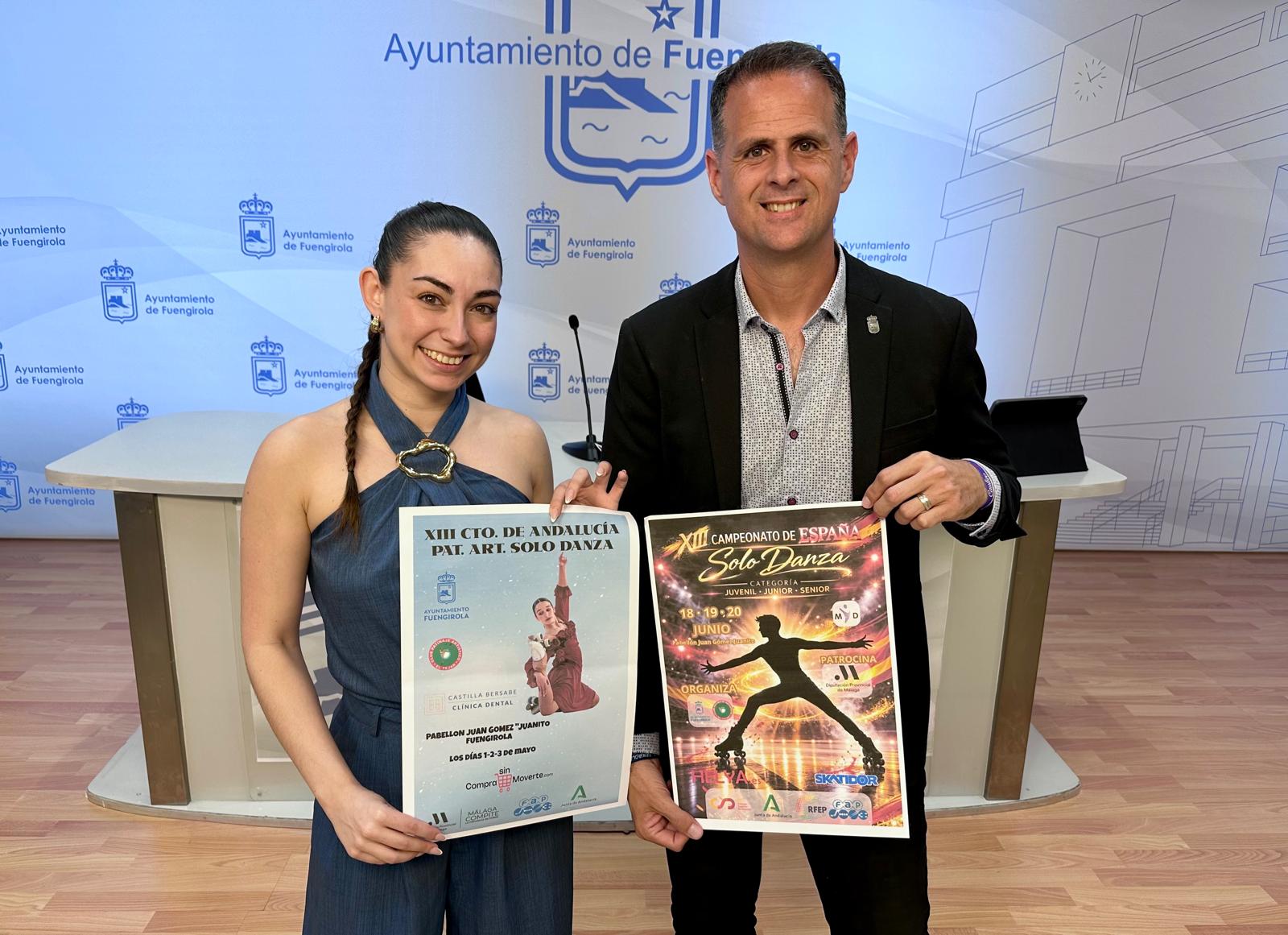 Baldizzone y Rodriguez anuncian la celebracion en Fuengirola de los campeonatos de Andalucia y Espana de patinaje artistico Solo Danza