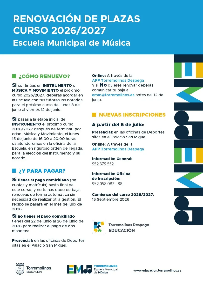 La Escuela Municipal de Música de Torremolinos inicia el periodo de renovación de matrículas 4 62 - ESCUELA MÚSICA TORREMOLINOS