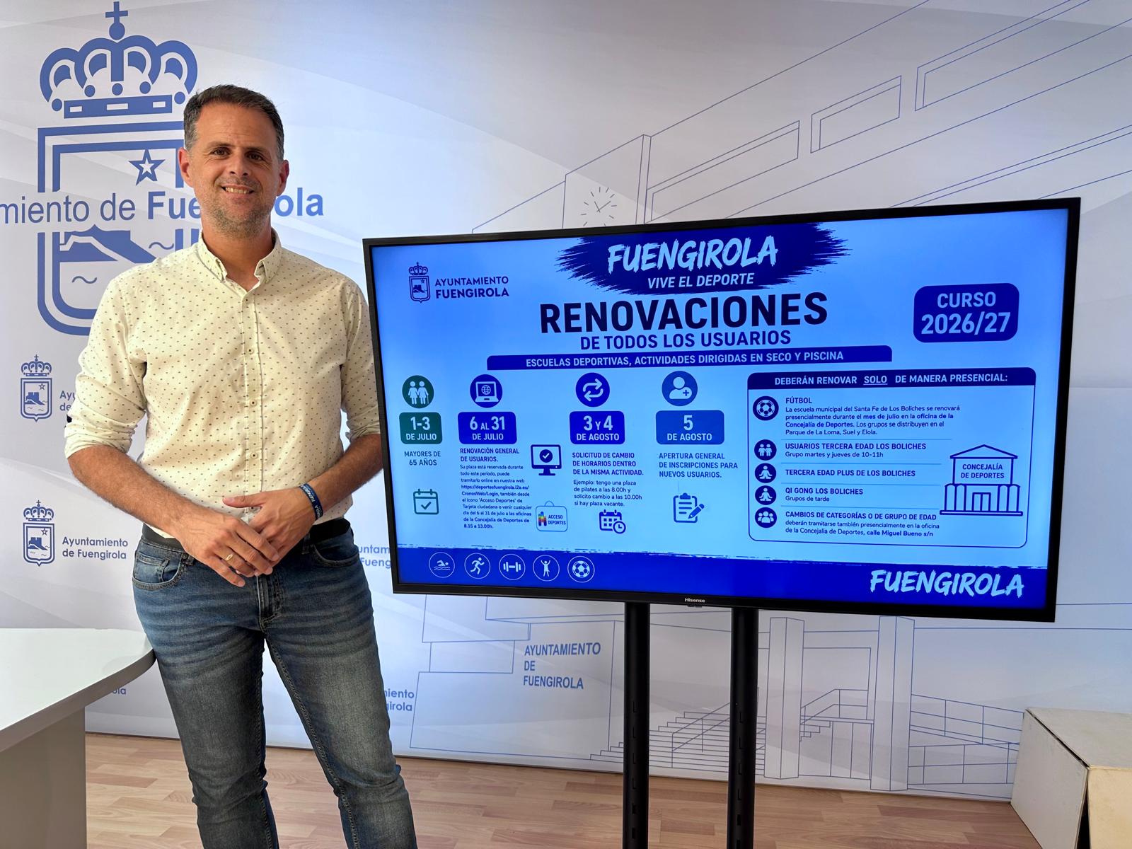 Julio Rodriguez informa del proceso de renovacion de plazas de actividades deportivas