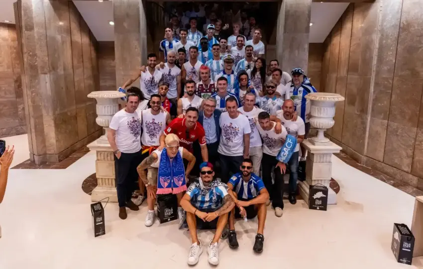 Así fue la visita institucional del Málaga CF por el ascenso a la Diputación