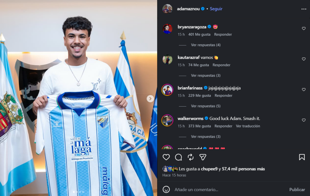 Lamine Yamal y Bryan Zaragoza apadrinan el fichaje de Aznou por el Málaga CF 2 2